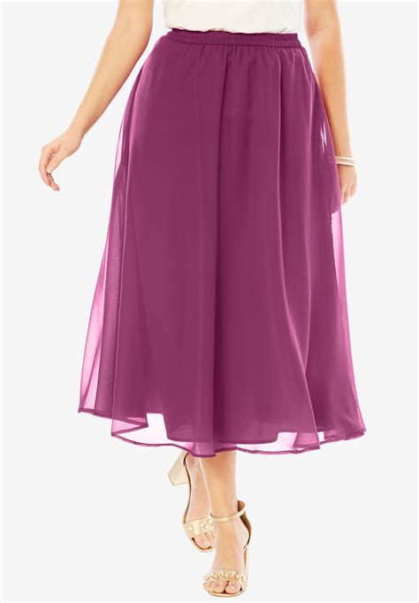 Long Georgette Skirt Plus Size Skirts Roamans