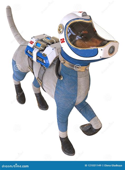 Dog In An Astronaut S Space Suit 3d Illustration Isolated On White