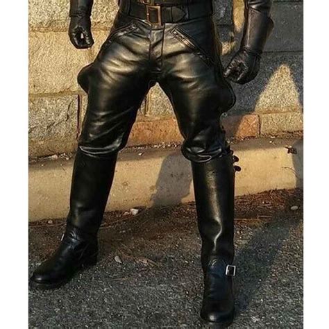 mens black genuine soft cowhide leather breeches trousers lederjeans pants bluf pants mens