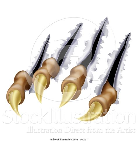Vector Illustration Of Monster Claws Ripping Through Metal By
