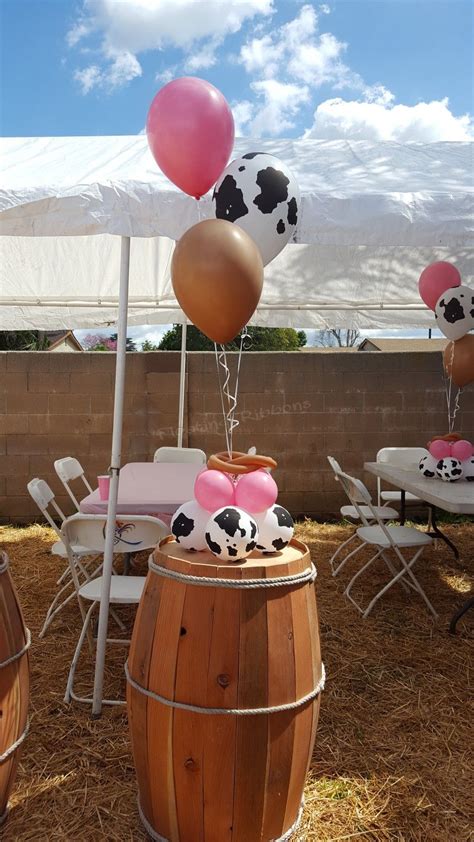 Cowgirlwestern Themed Baby Shower Balloon Bouquet Pink Boots Cow