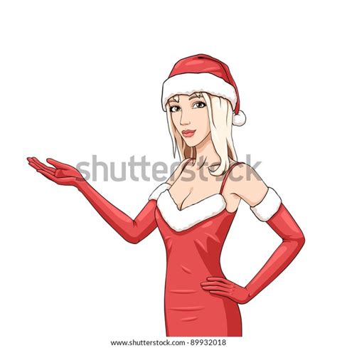 smiling blonde girl santa suit over stock vector royalty free 89932018 shutterstock
