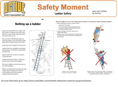 Ladder Safety Health And Safety Poster Workplace Safety Topics Fire