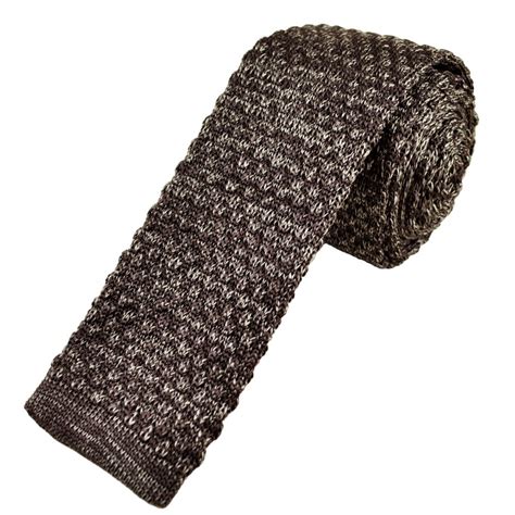Brown And Grey Marled Patterned Mens Knitted Tie From Ties Planet Uk