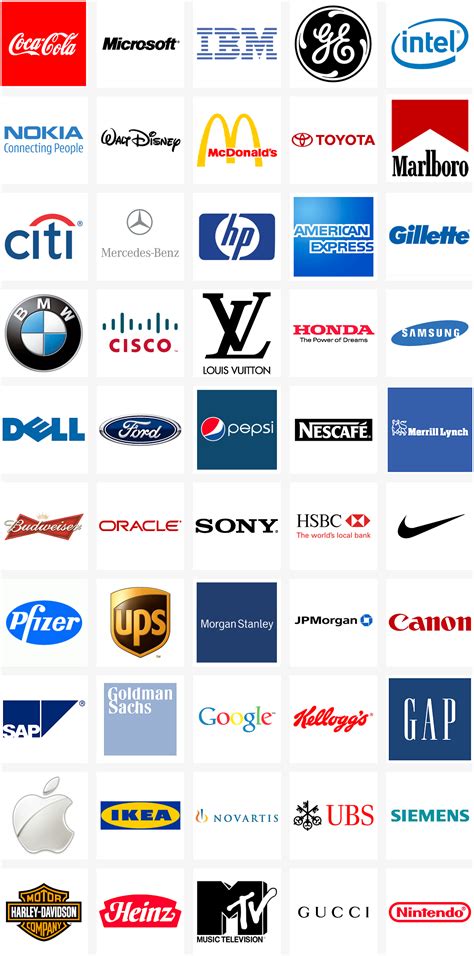 Popular Company Logos And Names
