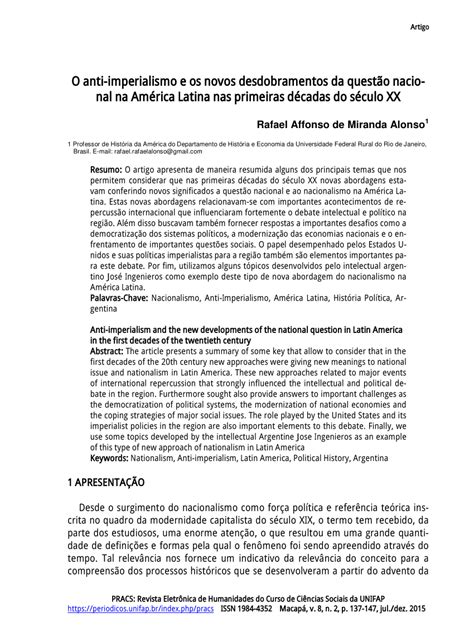 PDF O ANTI IMPERIALISMO E OS NOVOS DESDOBRAMENTOS DA QUESTÃO NACIONAL