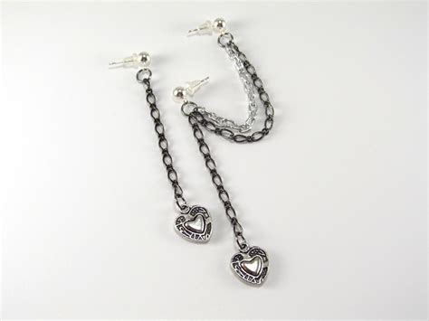 No markups on our diamond huggies, gold safety pins, & customizable charm hoops. Cartilage Earring Double Piercing Heart and Chain