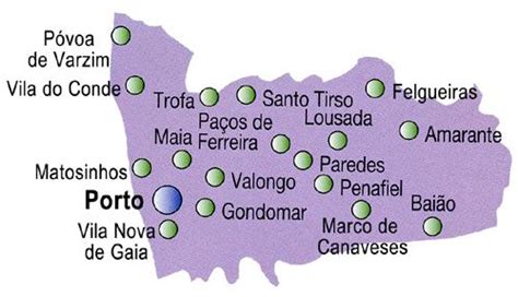 Porto District Map Portugal