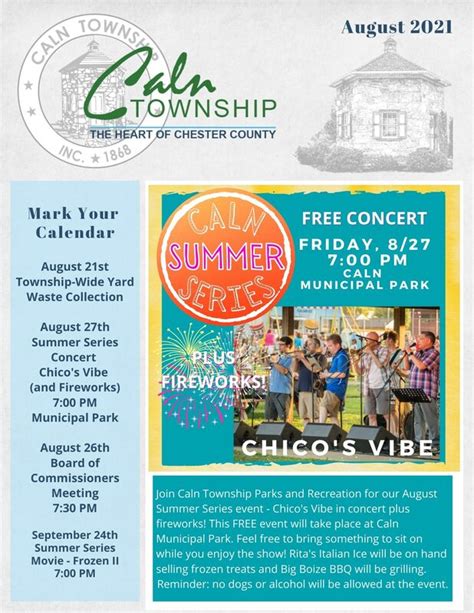 August 2021 Township Newsletter Caln Township