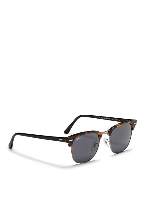 ray ban clubmaster fleck tortoiseshell acetate browline sunglasses in brown lyst