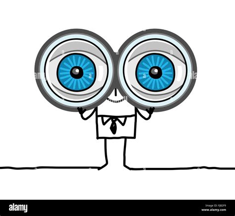 Hand Drawn Cartoon Characters Big Eyes And Binoculars Stock Photo Alamy