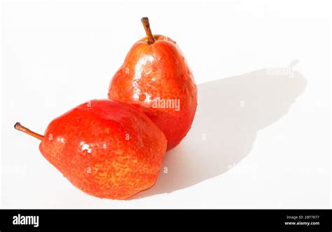 Two Red Pear Isolated On White Background Stock Photo Alamy