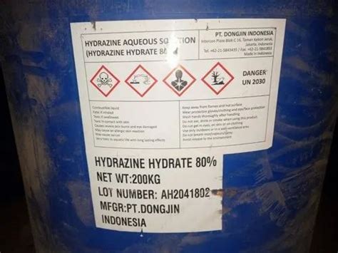 Industrial Grade Hydrazine Hydrate 80 Indonesia 200 L Drum Greater