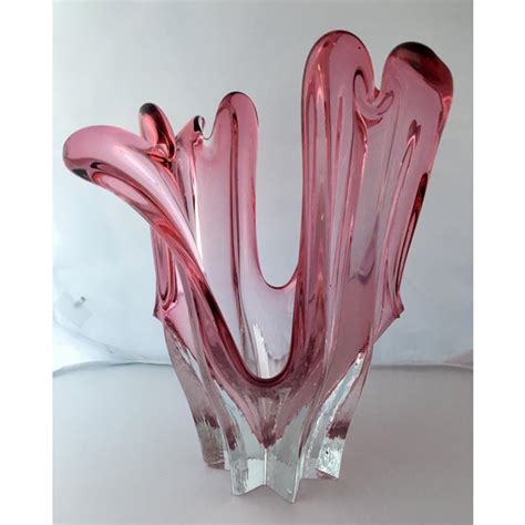 Large Pink Murano Art Glass Centerpiece Vase Chairish