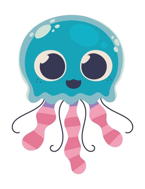 Premium Vector Cute Jellyfish Sea Life Cartoon Icon Isolated