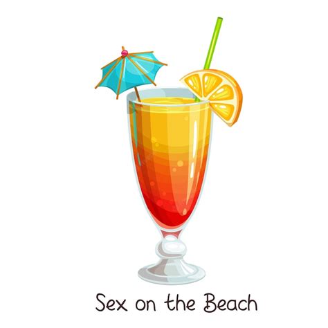 Premium Vector Glass Of Sex On The Beach Cocktail With Slice Orange And Umbrella On White