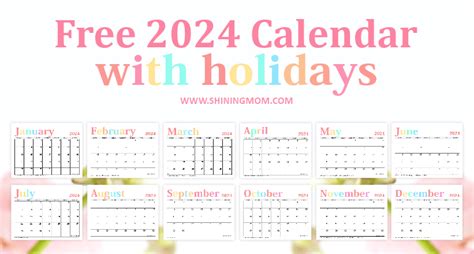 2024 Printable Calendar With Holidays Usa Pdf Fillable Blank July