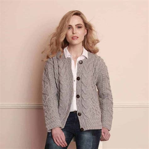 Ladies Wool Cardigan Cable Knit 100 Soft Irish Wool Imported