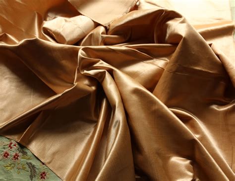 Antique Fabulous Silk Satin Fabric Golden Topaz By Duchesstrading