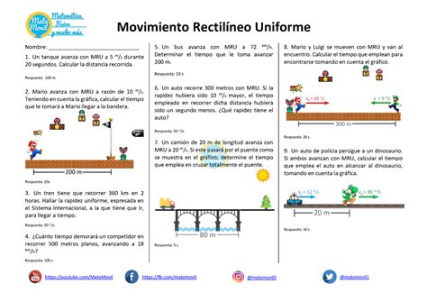 Movimiento Rectilíneo Uniforme Mru Ejercicios Resueltos Pdf Studocu