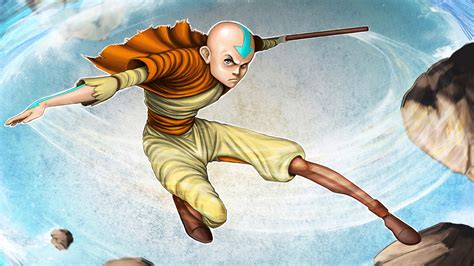 Avatar The Last Airbender Aang Jumping On Rock Hd Anime