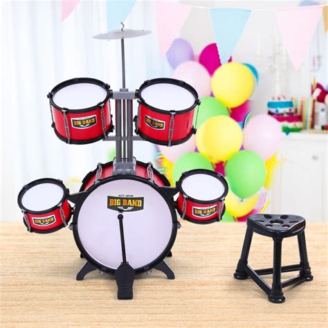 Keezi Kids 7 Drum Set Junior Drums Kit Musical Play Toys Childrens Mini