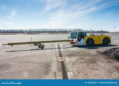 Aircraft Tow Truck With Towbar On The Airport Apron Stock Image Image