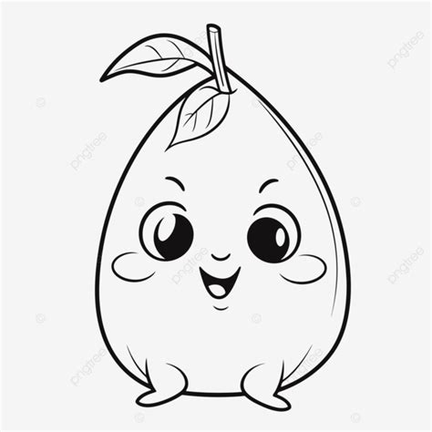 Cute Pear Cartoon Coloring Page Vector Basic Simple Cute Cartoon Mango