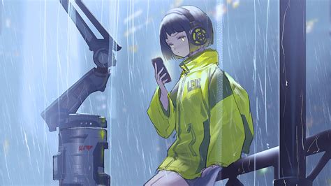 Anime Girl Scifi Umbrella Rain 4k Hd Anime 4k Wallpapers