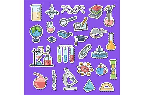 Vector Sketched Science Or Chemistry Elements Stickers By Onyx