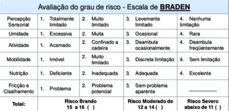 Escala De Braden Práticas Clínicas Tecnico Em Enfermagem Anatomia