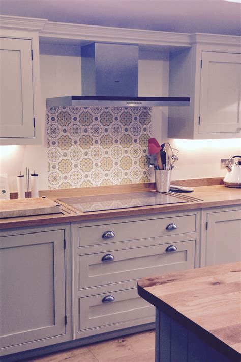 Traditional Cream Handmade Kitchen With Wooden Worktops And Statement
