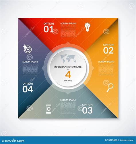 Vector Infographic Square Template With 4 Options Stock Vector