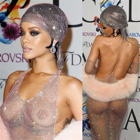Rihanna Nude Sheer Sequin Dress Big Tits Leaked