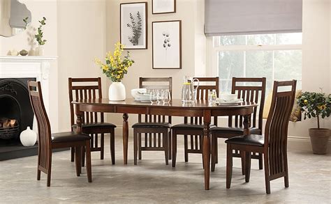 Our dark wood dining table sets add a touch of elegance and reflect the style to your dining room. Albany Oval Dark Wood Extending Dining Table with 6 Java ...