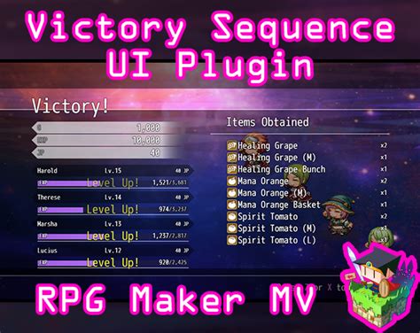 Victory Sequence Ui Plugin For Rpg Maker Mv By Olivia