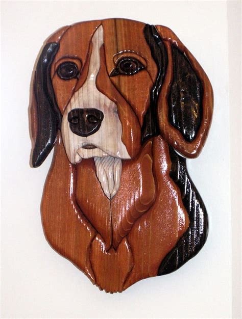 Beagle Handmade Intarsia Wood Dog Art