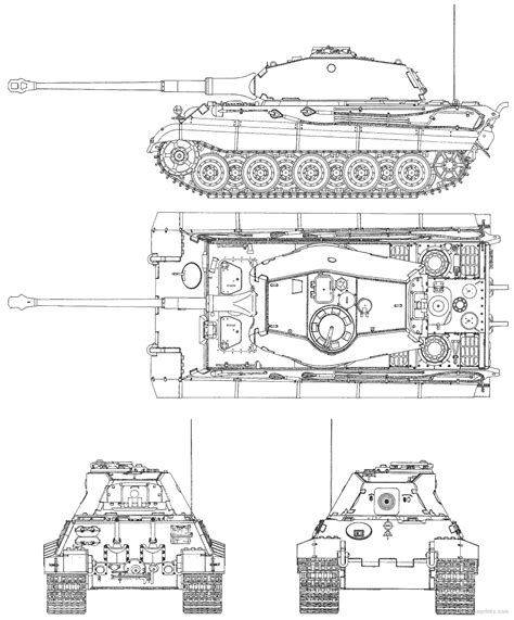 King Tiger Tank Blueprints German Graphs Cut Aways And