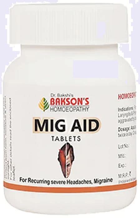 Bakson Mig Aid 75 Tablets For Headache Nausea Vomiting The Mg Shop