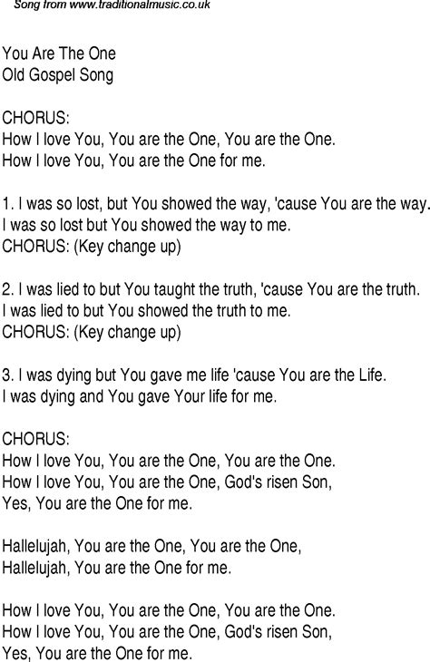 You Are The One Christian Gospel Song Lyrics And Chords