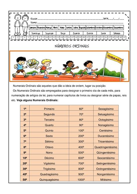 Blog Educação e Transformação Números ordinais