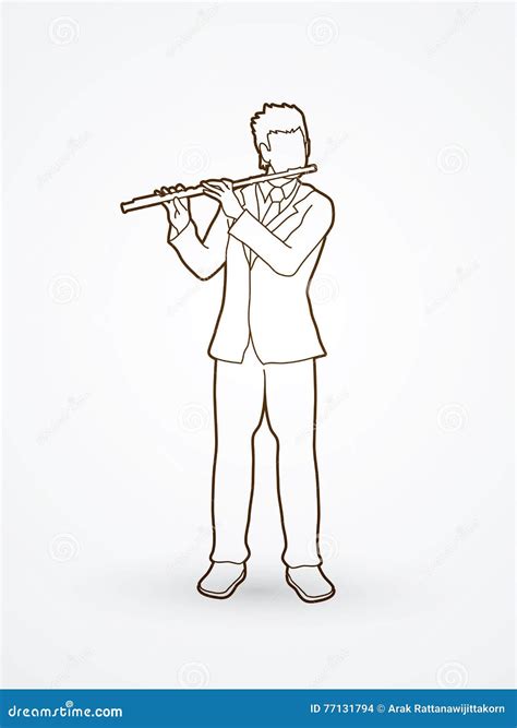 Flute Player Stock Vector Illustration Of Male People 77131794