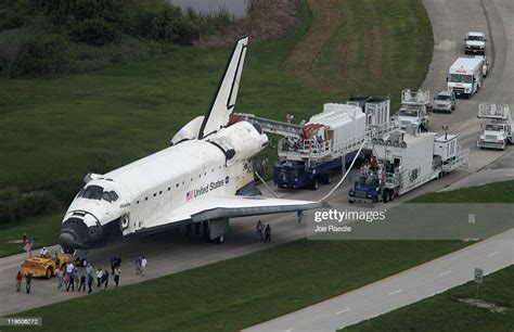 Space Shuttle Atlantis Is Towed At Kennedy Space Center July 21 2011