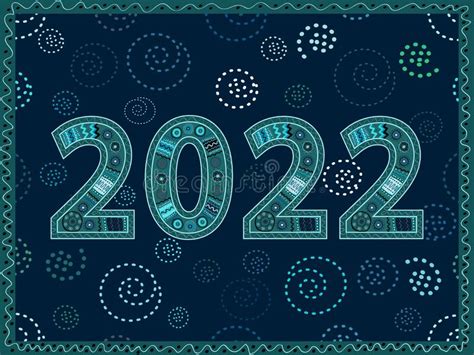 Gelukkig Nieuw Jaar 2022 Mooie Wenskaart Met Getekende Nummers Vector