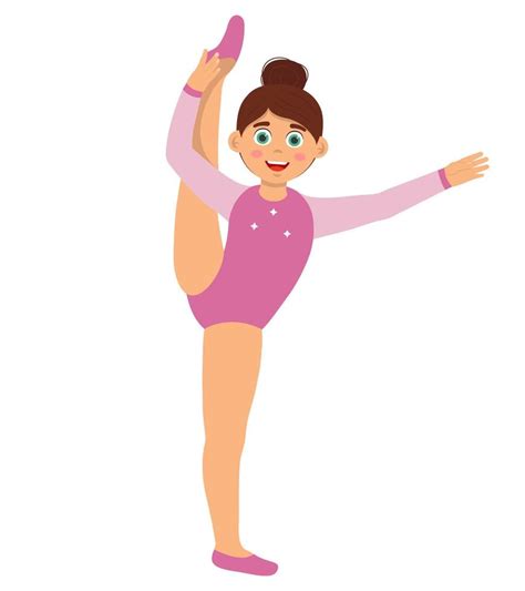 Happy Girl Dressed In Pink Leotard Doing Gymnastic Exercises 6425744