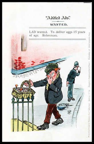 Vintage 1903 Artist Signed Comic Postcard Bad Eggs Delivery Boy