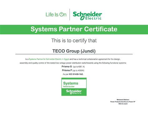 Schneider Electric System Partner Certification Teco Group