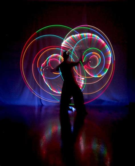 Pretty Glow Poi Pattern Light Painting Photography Fire Fans Fire