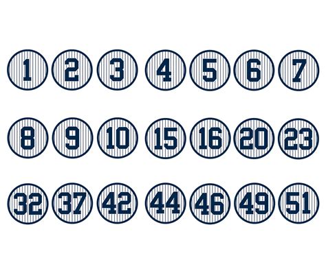New York Yankees 21 Blue Retired Numbers Digital Download Etsy