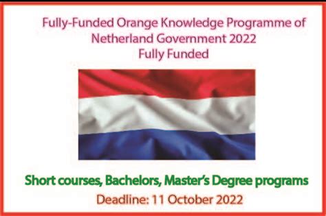 Fully Funded Orange Knowledge Programme Of Netherland Government 2022